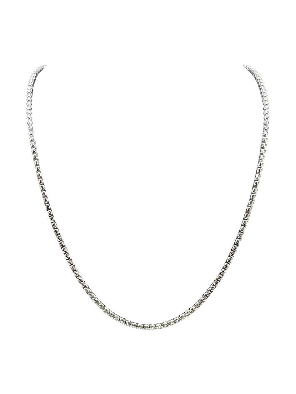 Round Box Link Chain Necklace Sterling Silver 22in 2.6mm New